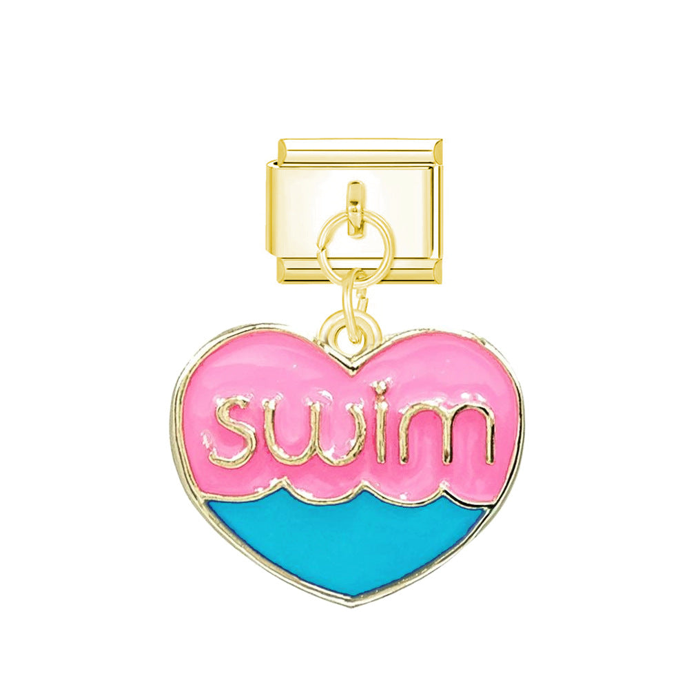 Wholesale  Italian Charm Bracelet 9mm DIY  Letter Heart  Creative Stainless Steel Composable Bracelet