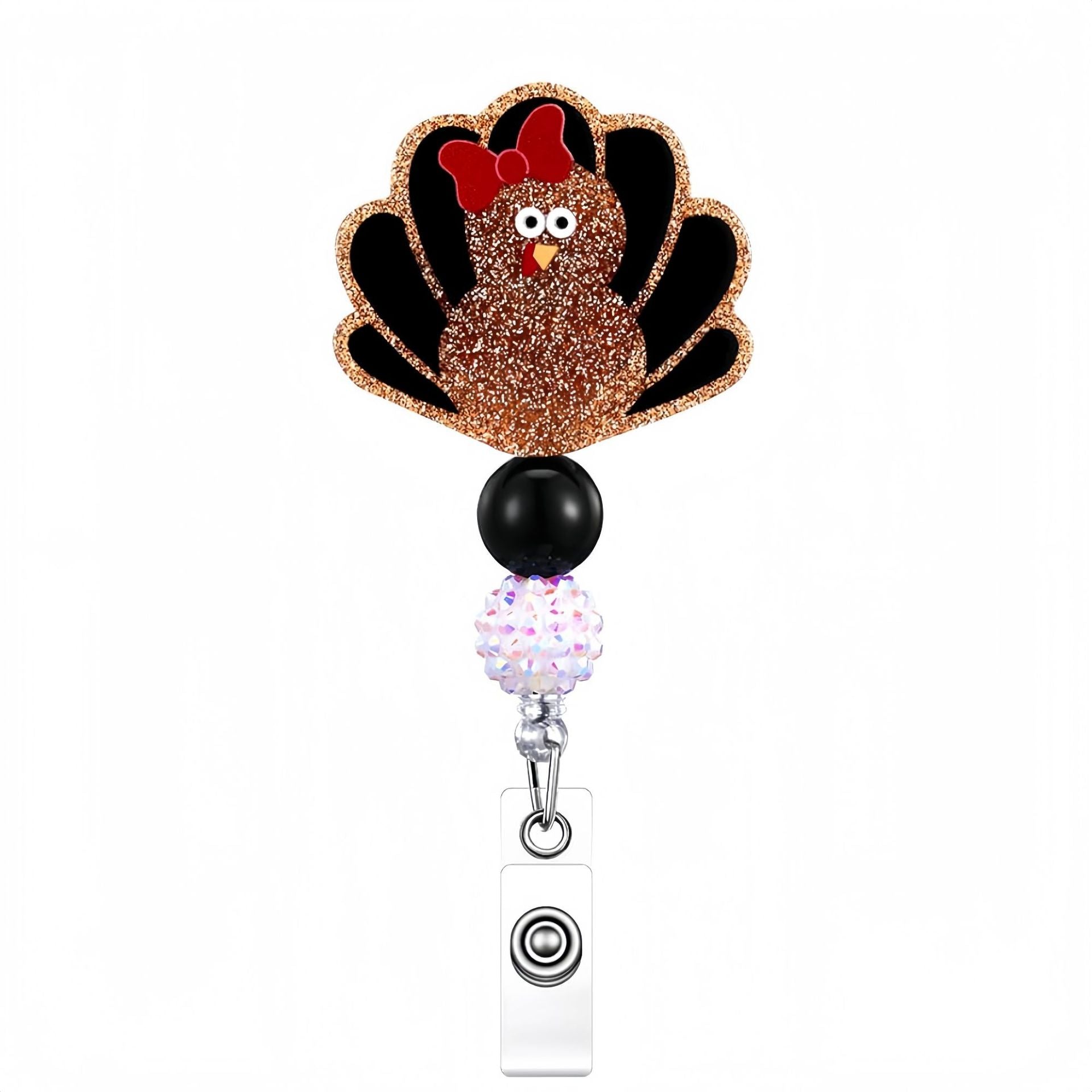Wholesale 10pcs Acrylic Thanksgiving Badge Reels Keychains