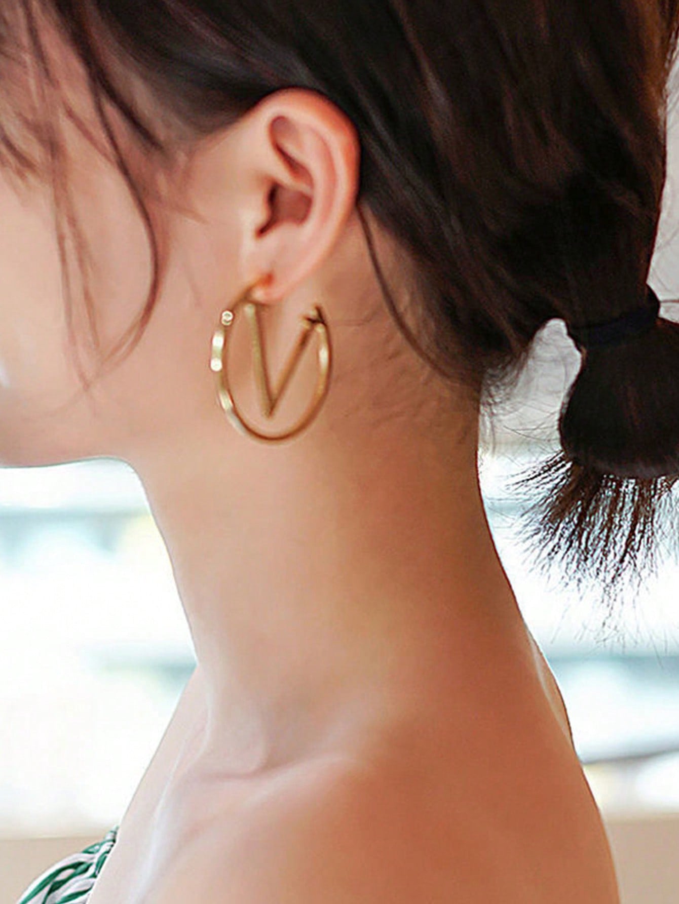Wholesale Stylish Geometric V-Shaped Ear Studs Titanium Steel Retro Letters Fashion Accessory for Women