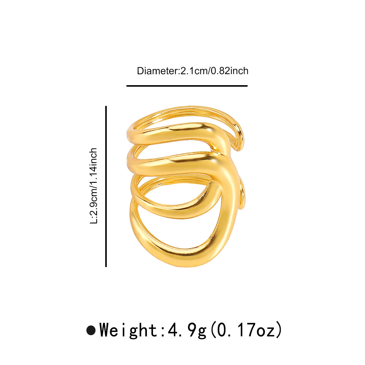 Wholesale Retro Irregular Lines Wide Multi-layer Ring Stainless Steel