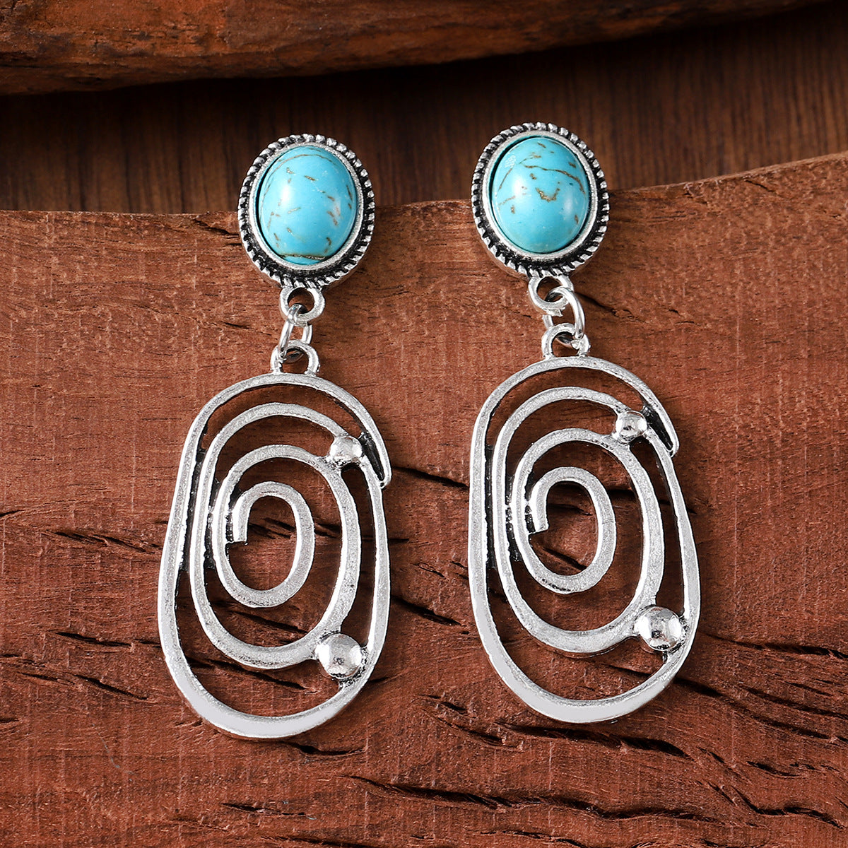 Wholesale  irregular lines turquoise pendant earrings