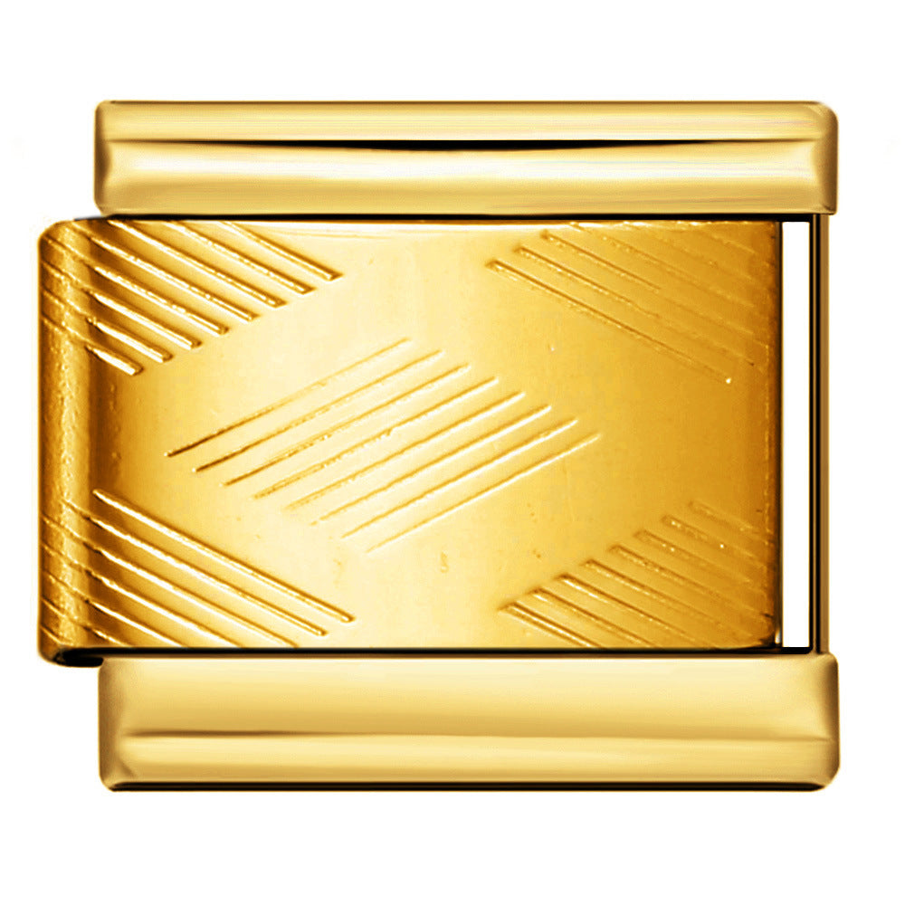 Wholesale Italian Charm Bracelet 9mm DIY Splicing Removable Gold Stamping Pattern Stainless Steel Composable Bracelet