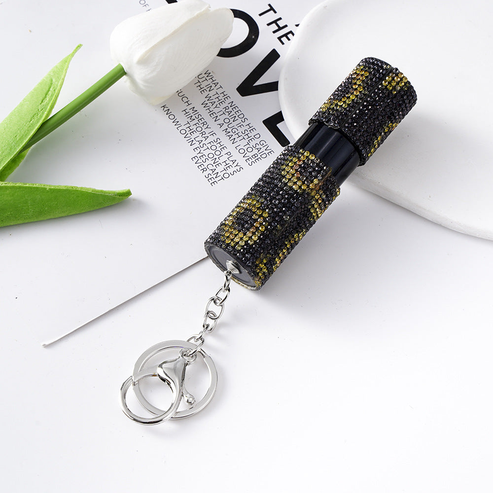 Wholesale Colorful Rhinestone Leopard Print Perfume Bottle Portable Keychains ACC-KC-ZhiYa049
