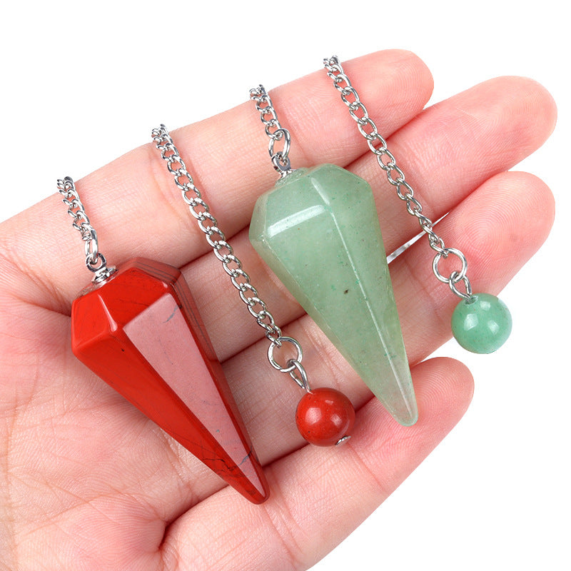 Wholesale 38mm swing natural crystal stone swing polished hexagonal column pendant