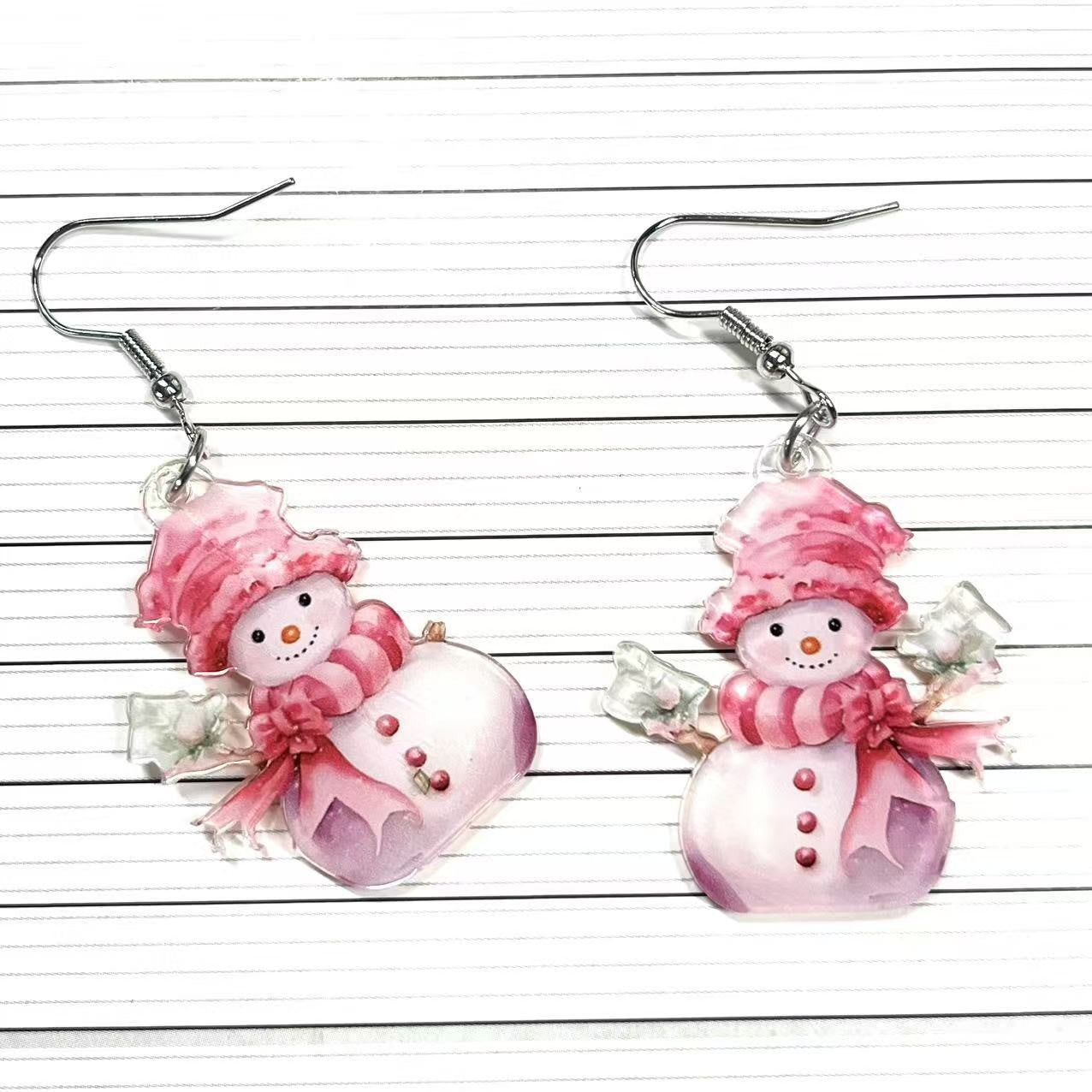 Wholesale Christmas Snowman Winter Sonata Acrylic Earrings