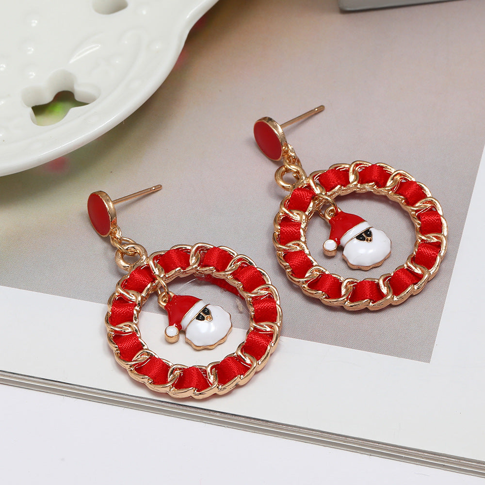 Wholesale Christmas Earrings Metal Oil Drop Ring Bell Christmas Tree Earrings ACC-ES-DingZhou003