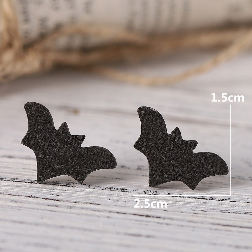 Wholesale Halloween Ghost Pumpkin Bat Wood Earrings