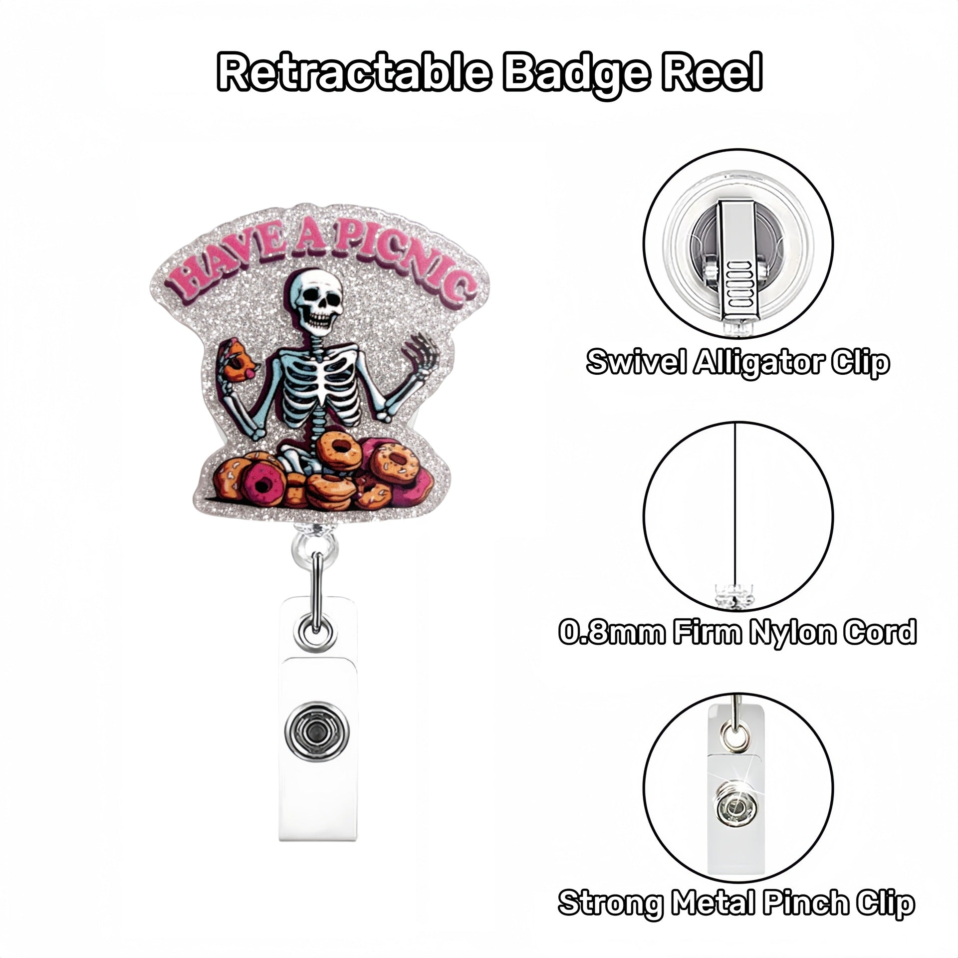 Wholesale Halloween Skull Badge Reels Keychains