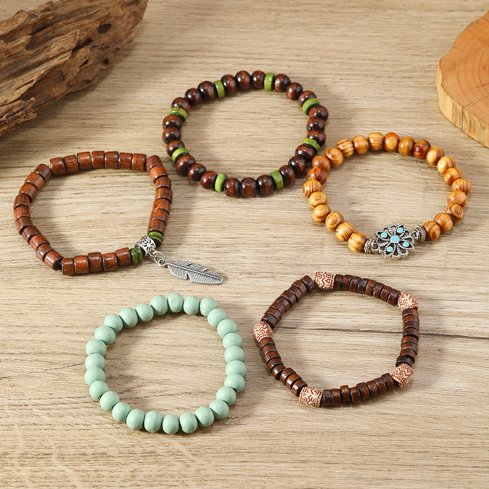 Wholesale Bohemian Feather Multi-color Beaded Bracelet