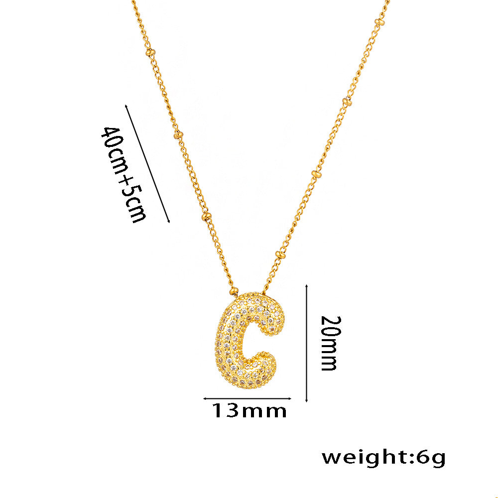 Wholesale Rock Sugar Zircon English Letter Necklace Titanium Steel Necklace ACC-NE-NaBao001
