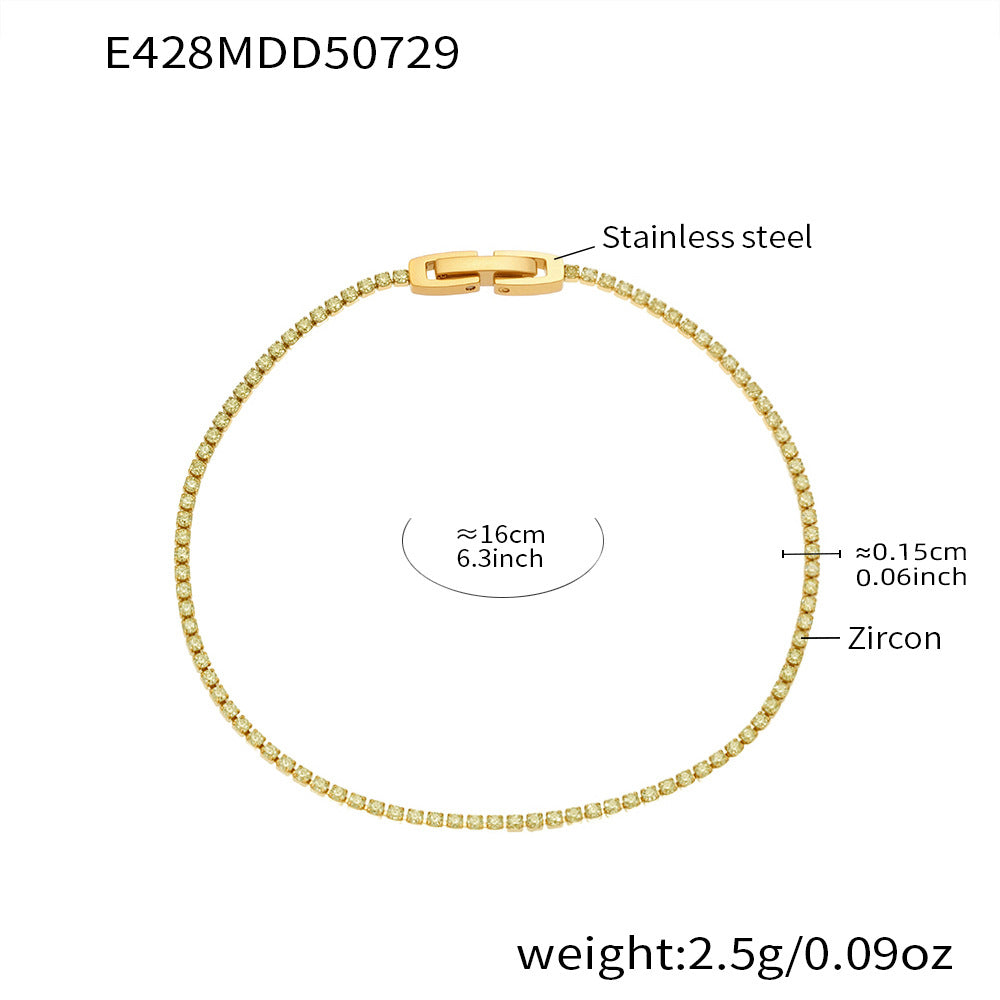 Wholesale Dopamine Style Diamond Encrusted Tennis Chain Bracelet Stainless Steel Zircon Jewelry Gift