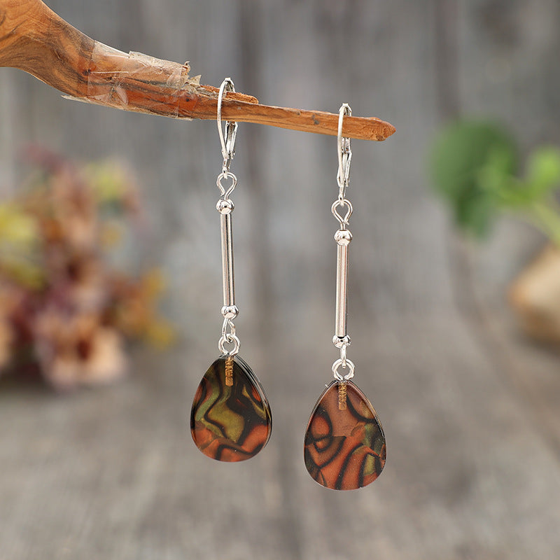 Wholesale Bohemian Retro Style Drop-Shaped Long Acrylic Earrings