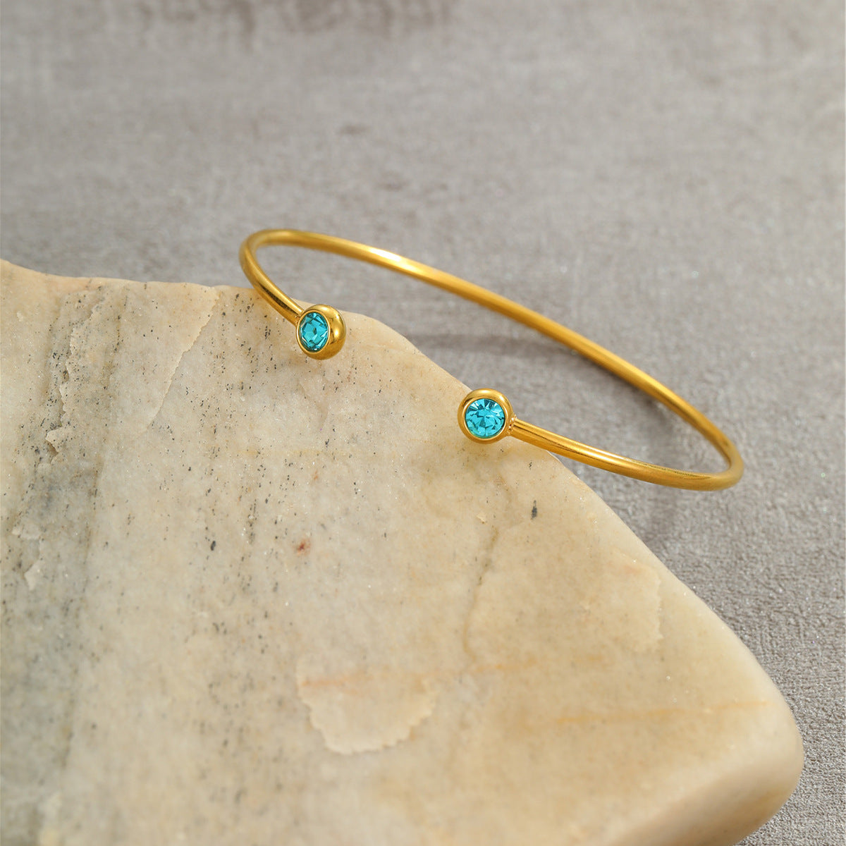 Wholesale 18K gold-plated C-ring inlaid with zircon stainless steel bracelet