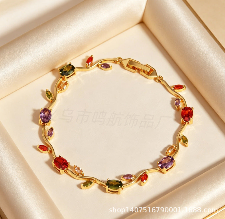 Wholesale Trendy Leaf Design Rhinestone Bracelet,  Fashion Accessory for Everyday Wear or Boutique Resale