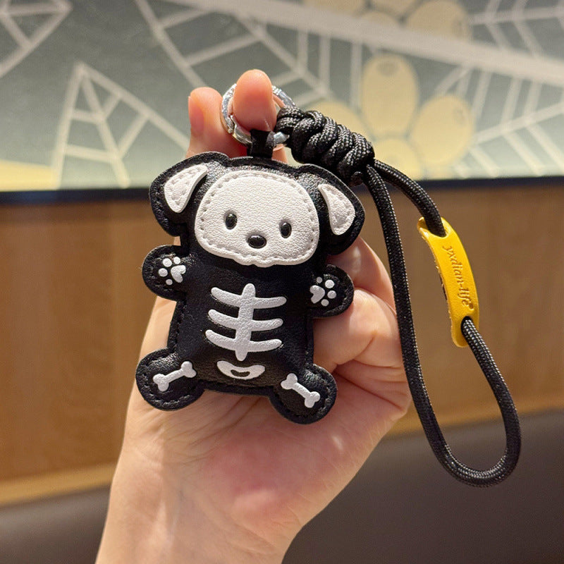 Wholesale Black Skull Leather Keychain For Couples Trendy Bag Charm And Car Key Accessory  Gift