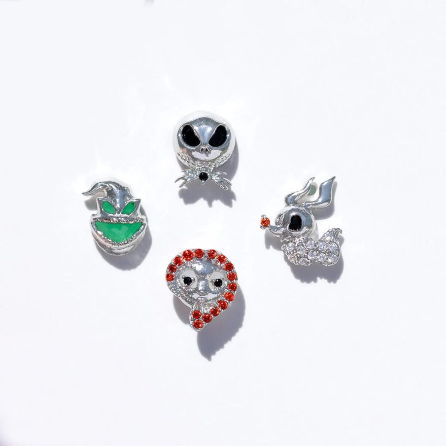 Wholesale Halloween Plated 18K Real Gold Cartoon Pumpkin Ghost Zircon Earrings suit