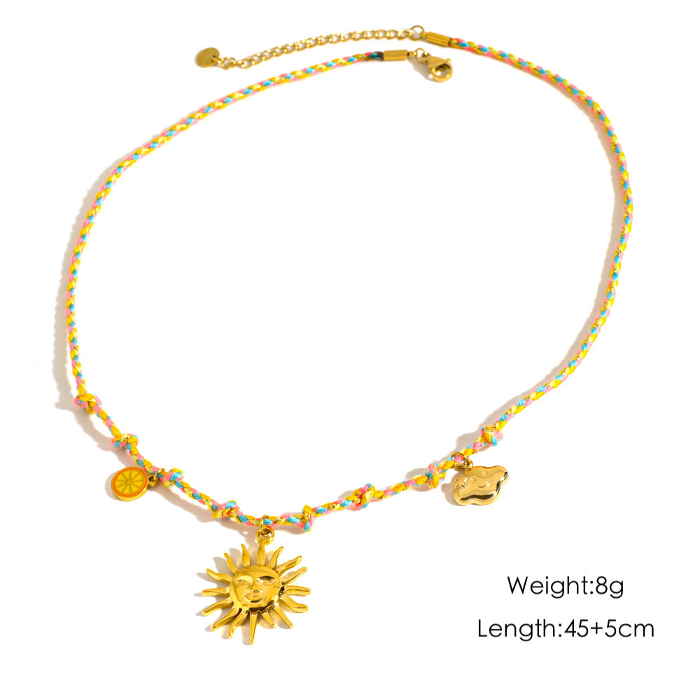 Wholesale Stainless steel Handmade Colorful Rope Necklace