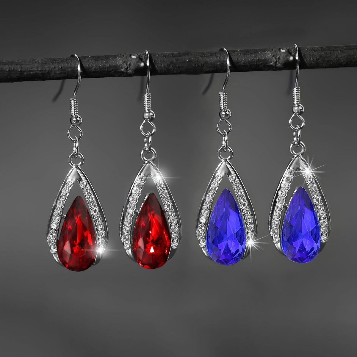 Wholesale  Fashion Flash Gothic Water Drops with Diamond Multi-color Earrings
