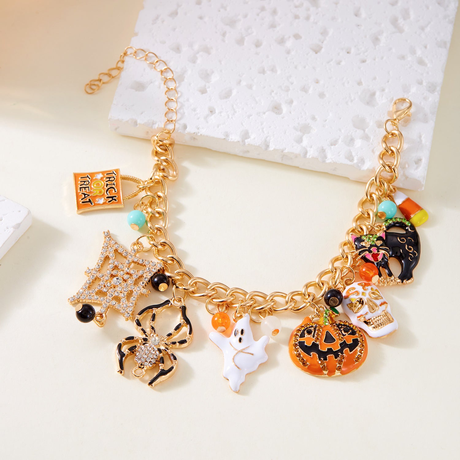 Wholesale  Oil Drop Cartoon Pumpkin Skull Ghost  Chain Necklace Jewelry Set Fashion Accessory for Resale
