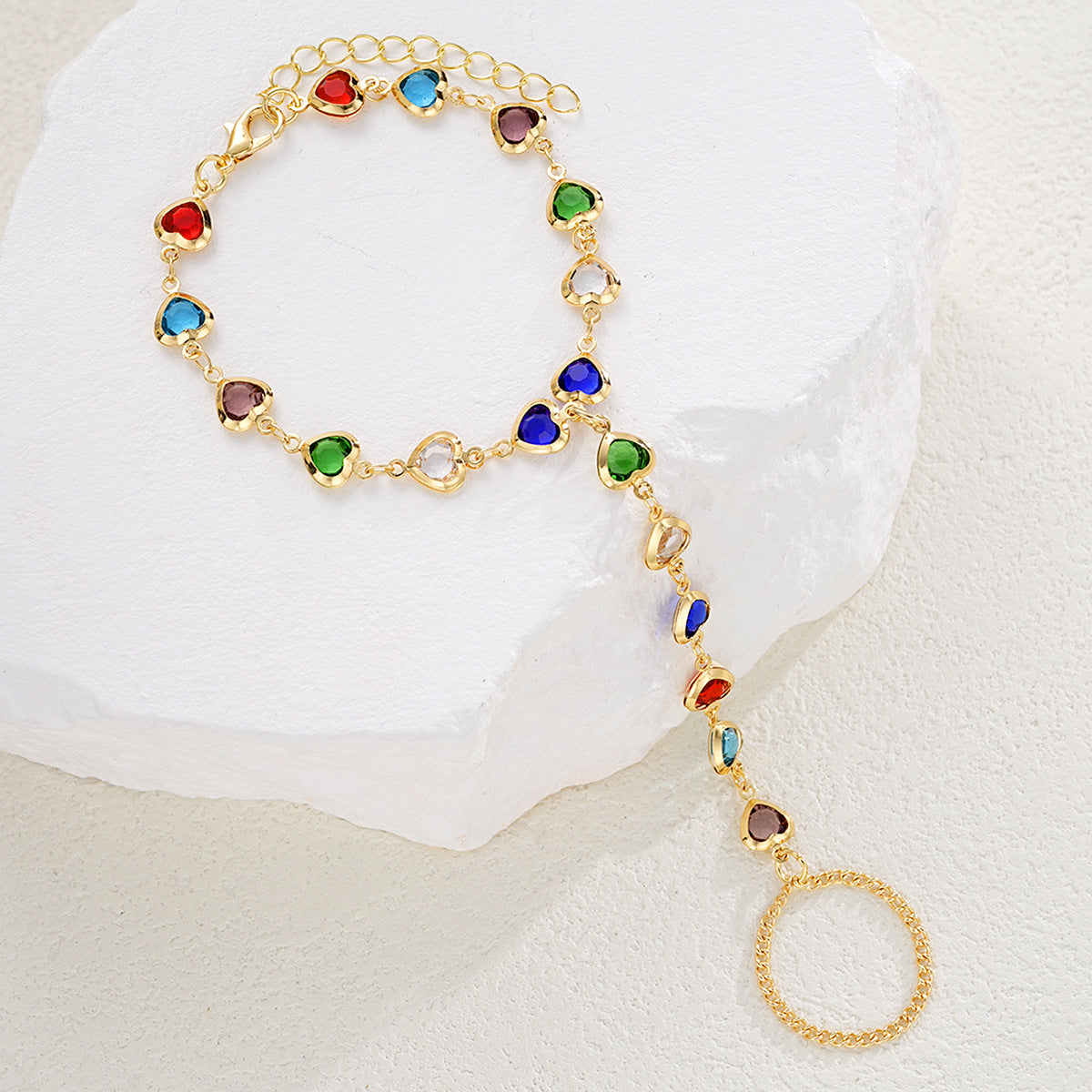 Wholesale Fashion Chain Bracelet with Ring for Women,  Stylish Hand Chain Jewelry Accessory Gift