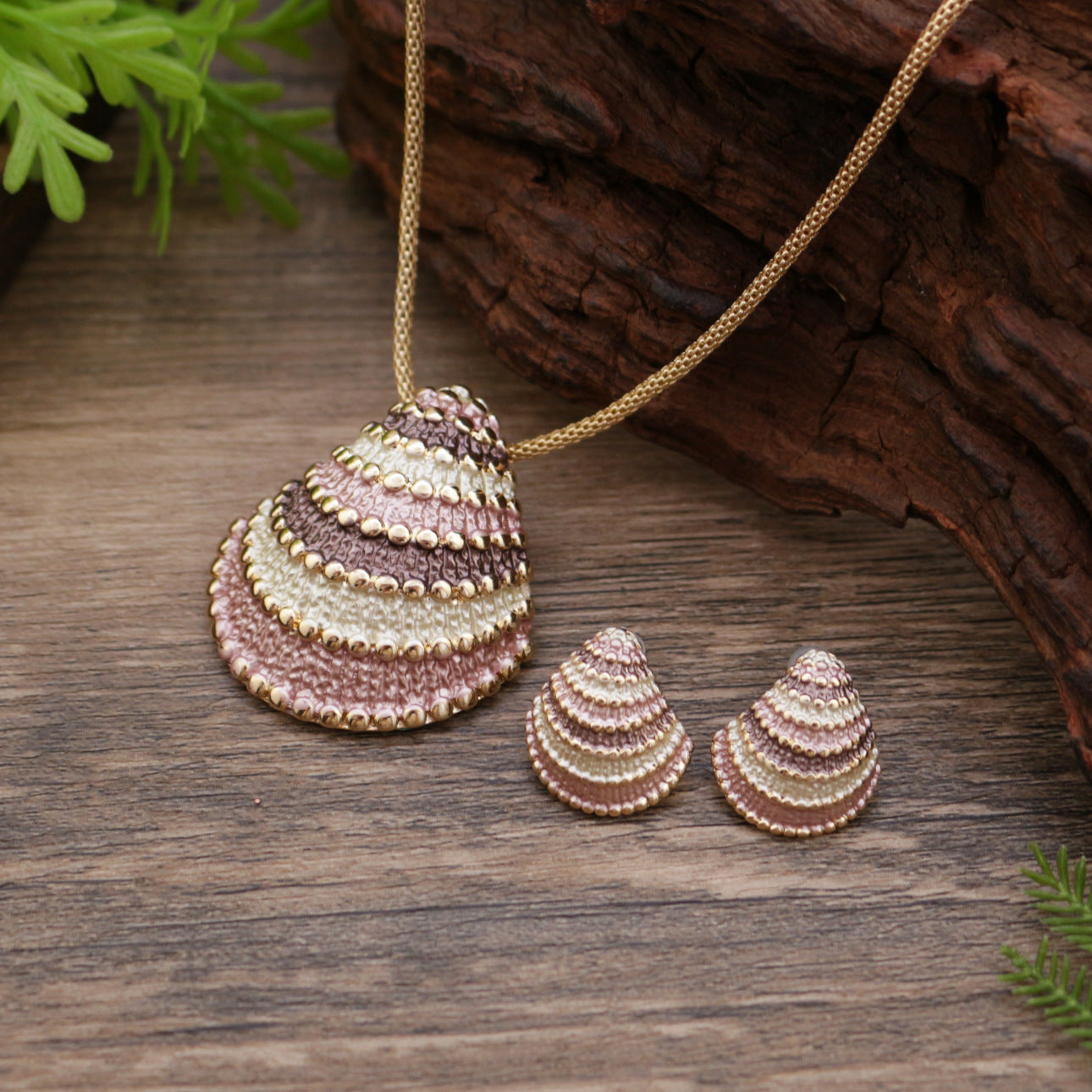 Wholesale  Enamel Geometric Shell Earrings Pendant  Necklace