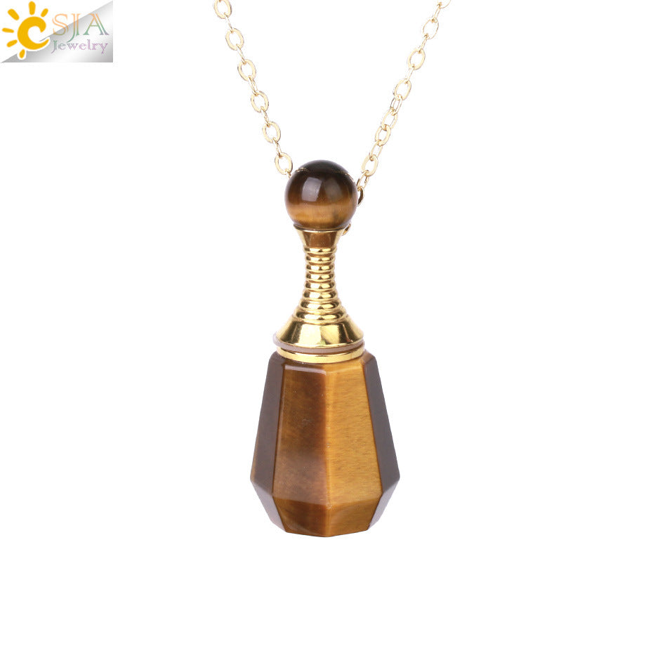 Wholesale Natural Stone Crystal Perfume Bottle Necklace ACC-NE-HuaiShe001