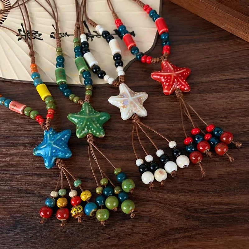 Wholesale Bohemian Starfish Ceramic Necklace