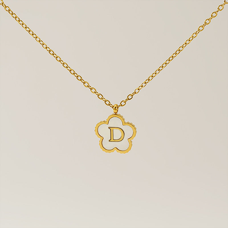 Wholesale Stainless Steel Letter Flower Necklace