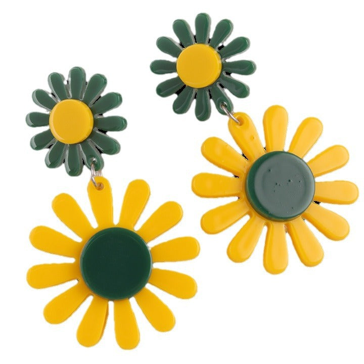 Wholesale Sunflower Acrylic Splicing Earrings