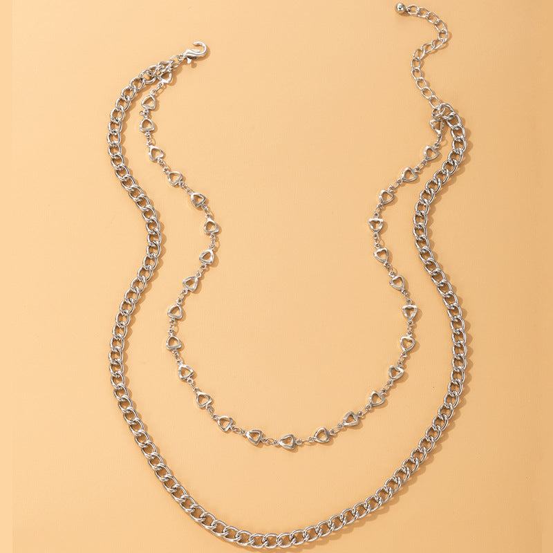 Wholesale Silver Love Punk Style Valentine's Day Double Sweater Chain ACC-NE-YongGe024