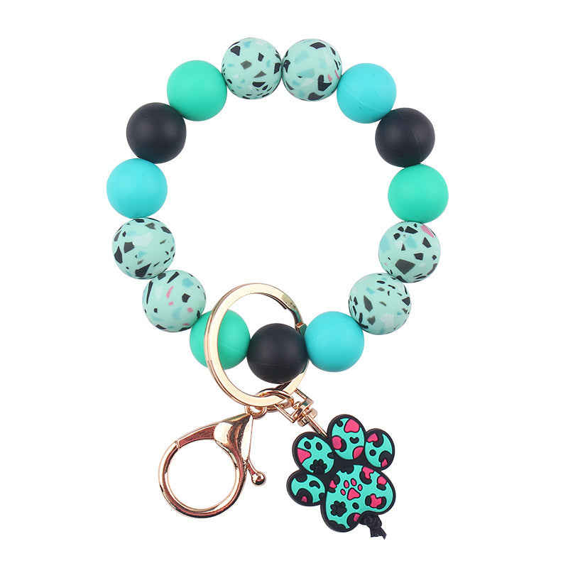 Wholesale Cartoon Dog Paw Silicone Beaded Wristlet Keychain ACC-KC-GuangTian082
