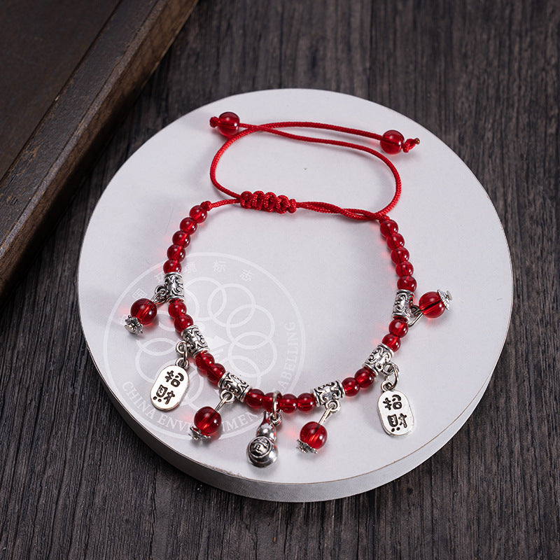 Wholesale Ethnic Tibetan Silver Red Bead Bracelet Anklet