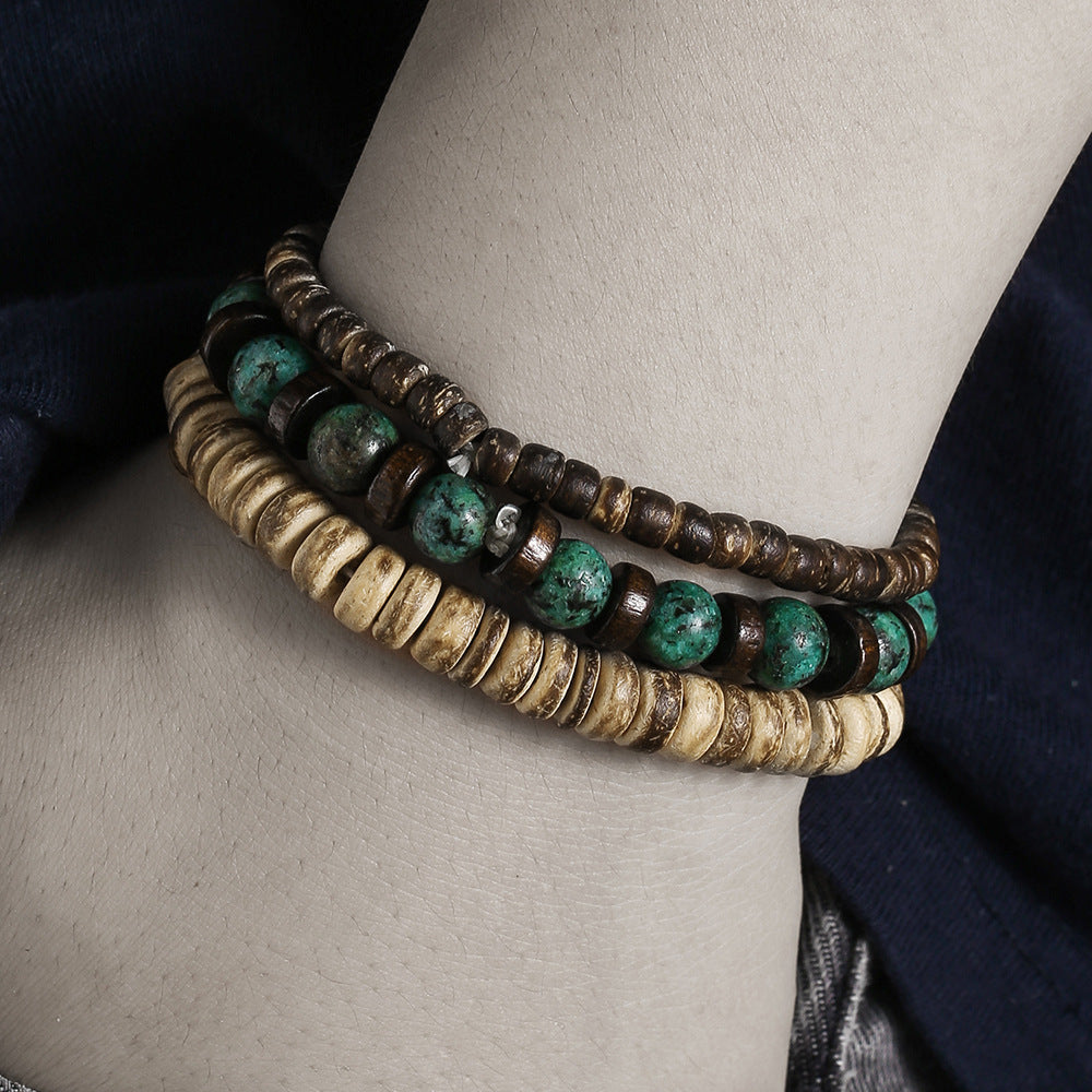 Wholesale  Coconut Shell Wood Multi-layer Stacked Wear Bracelet suit