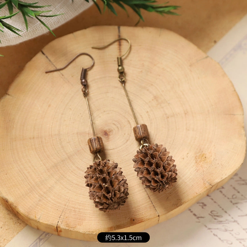 Wholesale Vintage Hand-made Plant Fruit Wood Earrings