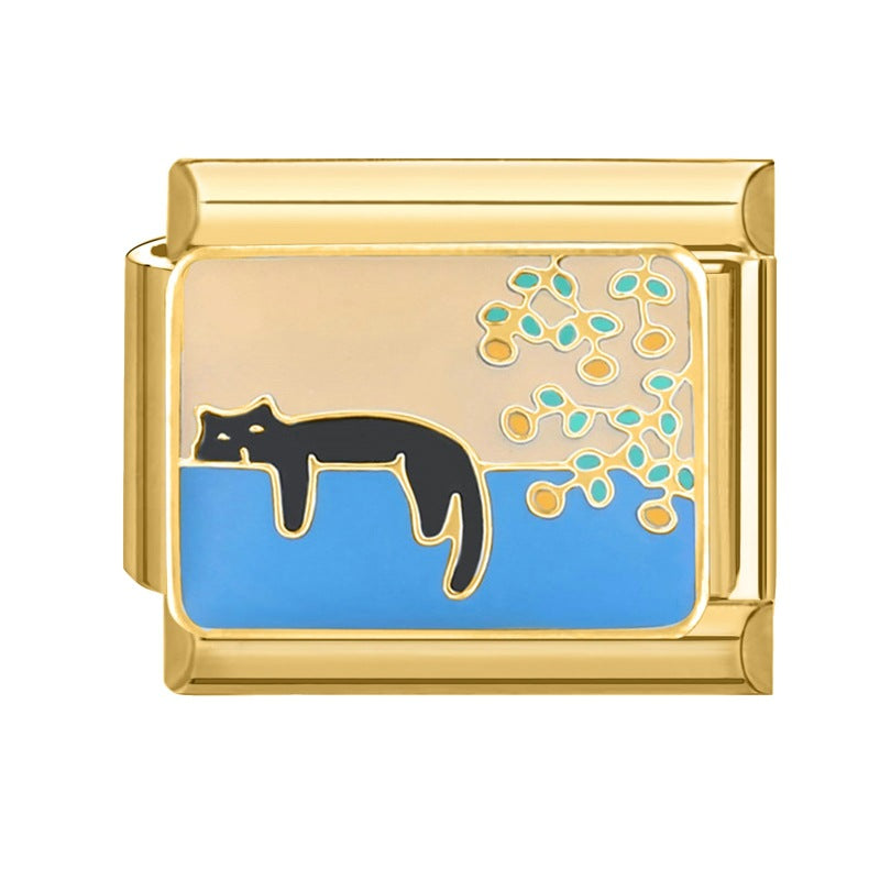 Pulsera de encanto italiano al por mayor de 9 mm empalmado lindo colgante creativo colgante de acero inoxidable brazalete compuesto por acero inoxidable