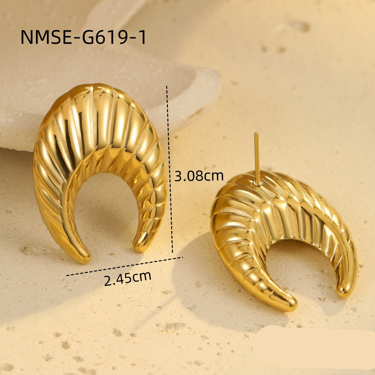 Wholesale Retro 18K Gold Plated Stainless Steel Earrings
