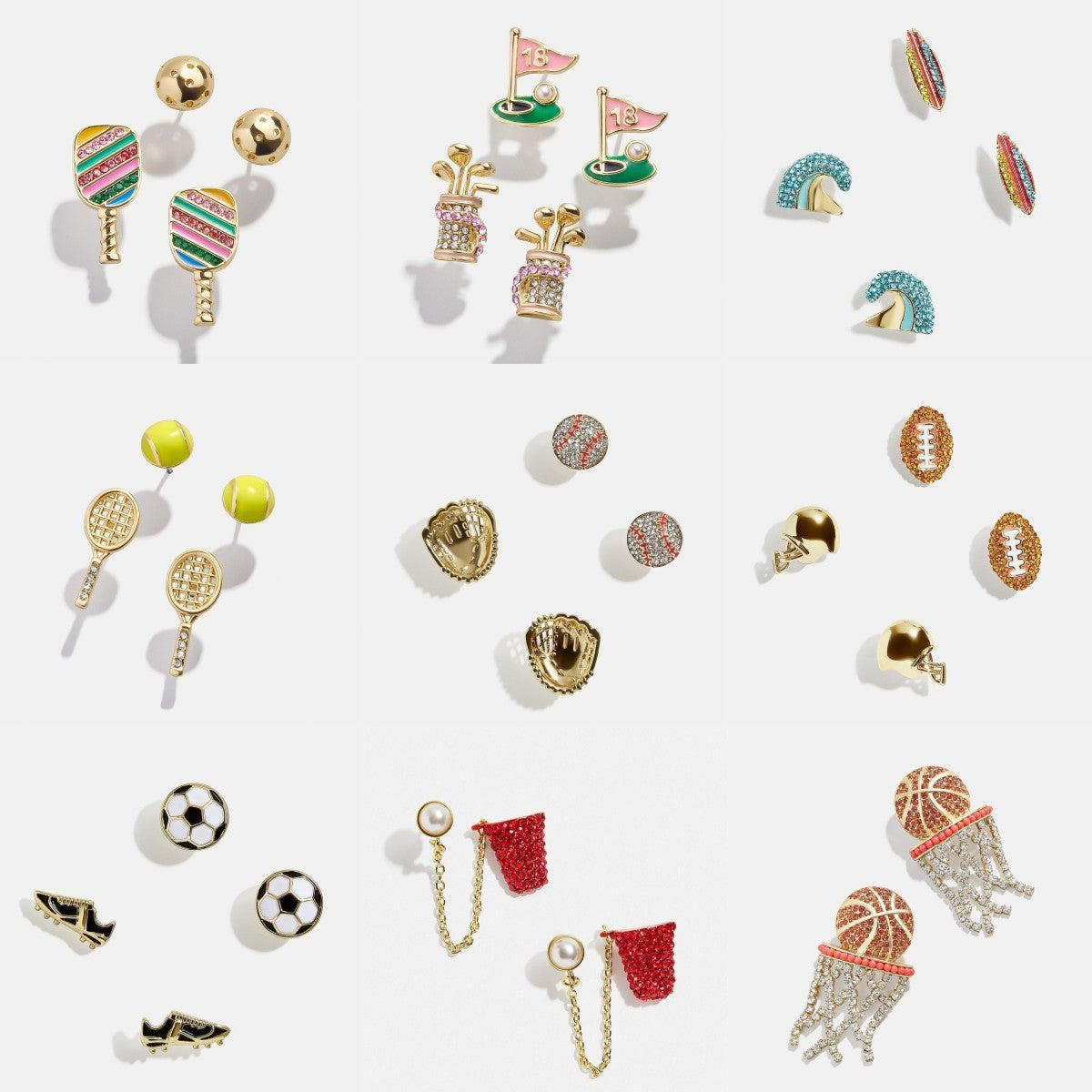 Wholesale Modern Sports Ball Earrings Tennis Soccer Basketball Golf Ping Pong Copper Electroplated Jewelry Accessory Gift