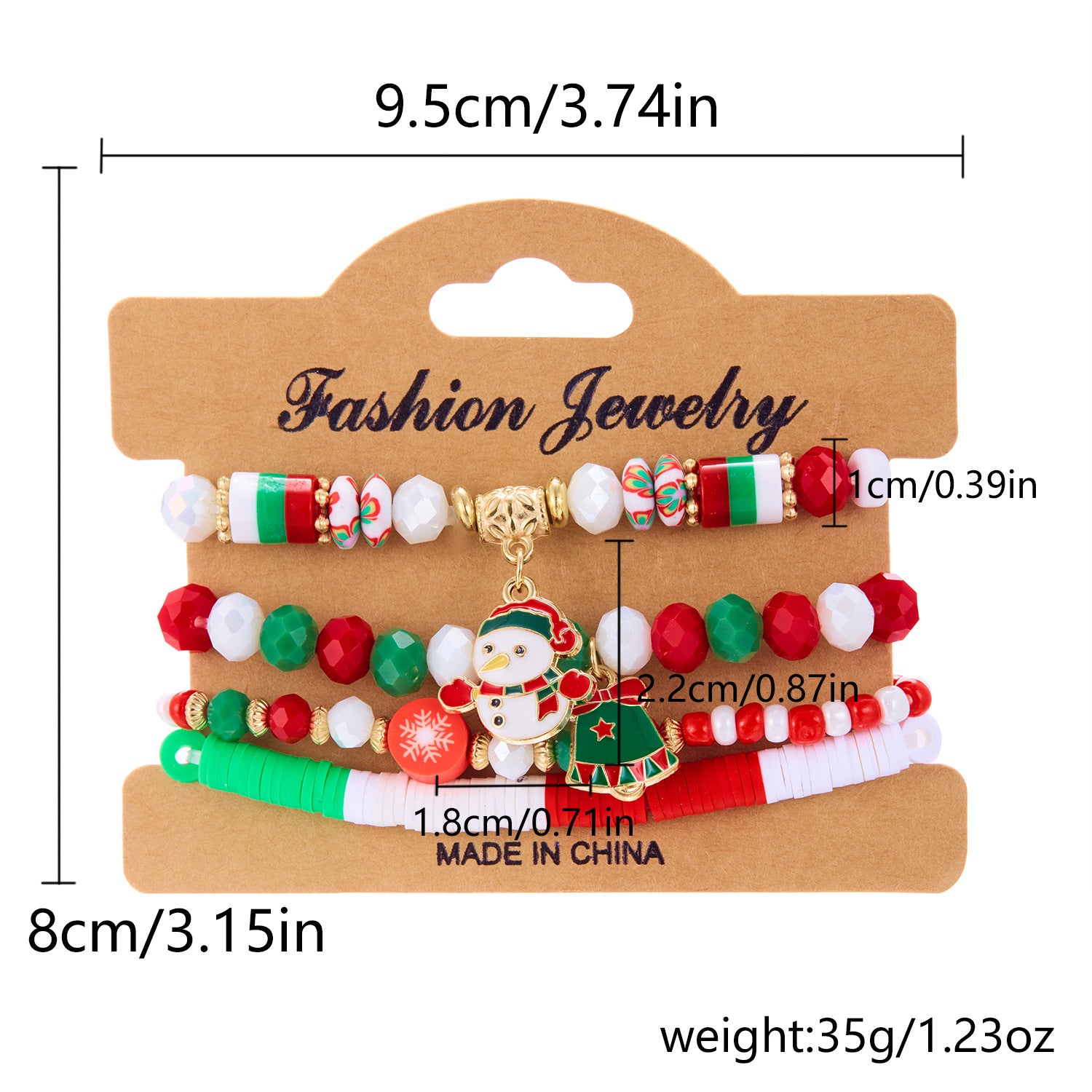Wholesale  Christmas Element Bracelet suit Letter Beaded Soft Ceramic Snowman  Bracelet Set