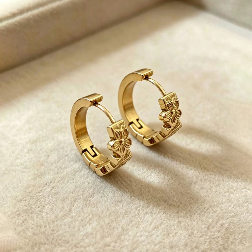 Wholesale Stainless Steel Geometric Open Ear Cuff - Hollow Design Earring Fashion Accessory for Party Boutique Resale