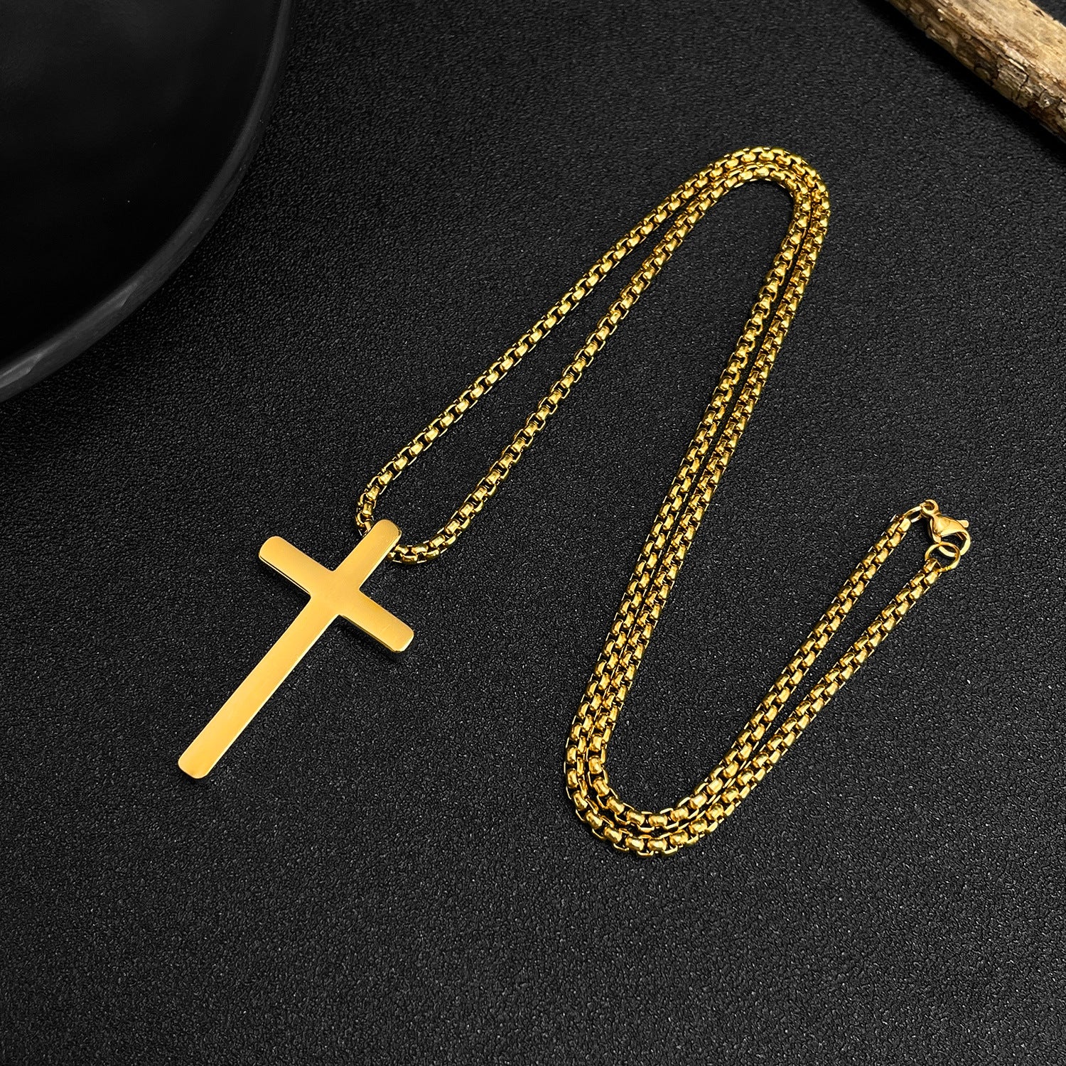 Wholesale  smooth stainless steel cross accessories hip-hop men's necklace
