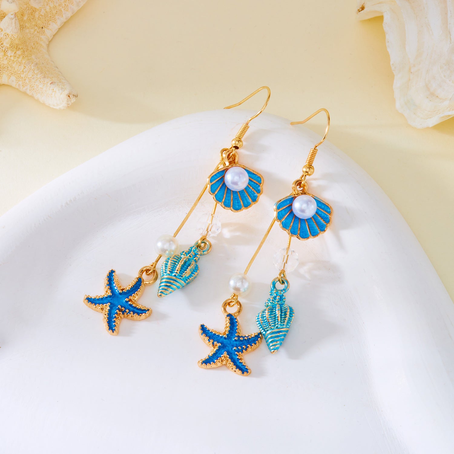 Wholesale Ocean Style  Summer  Starfish Long Pearl Earrings