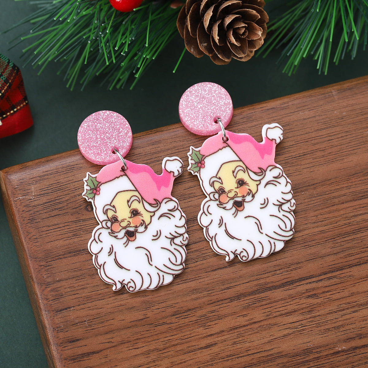 Wholesale Christmas Cute Pink   Pendant  Acrylic Earrings
