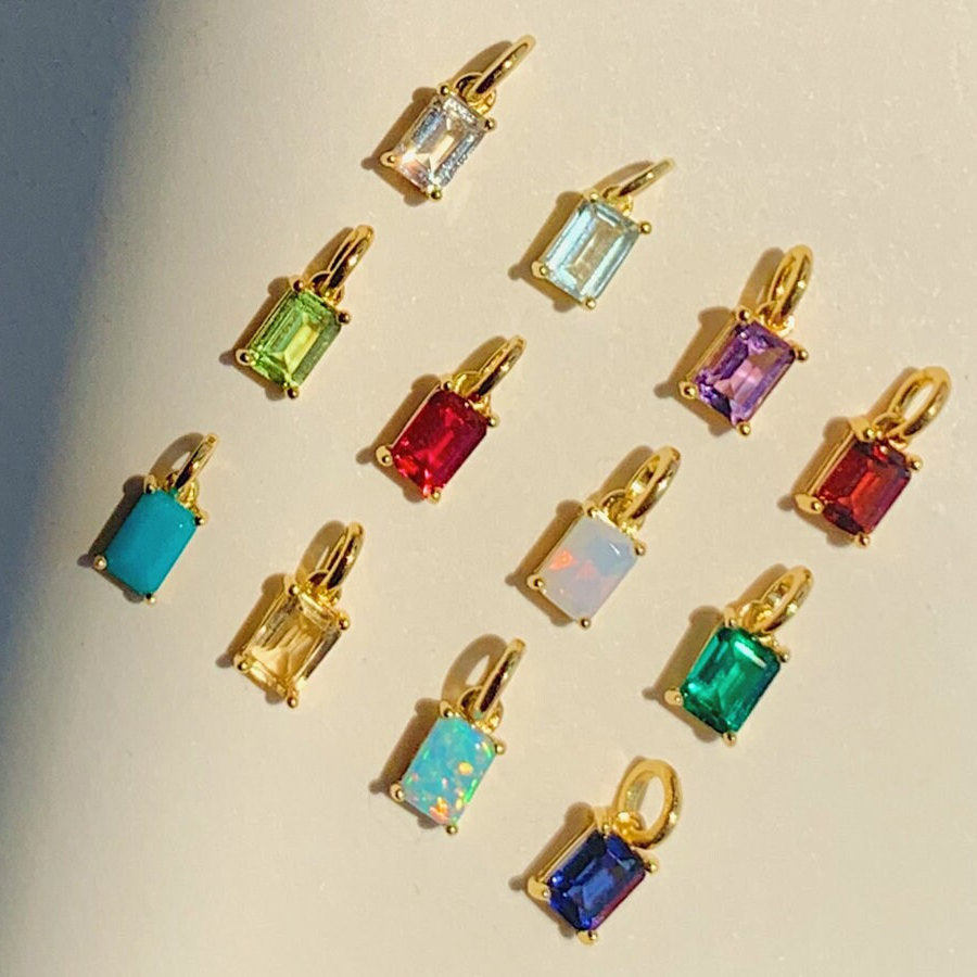 Wholesale Titanium Steel Rectangular December Birthstone Colored Necklace