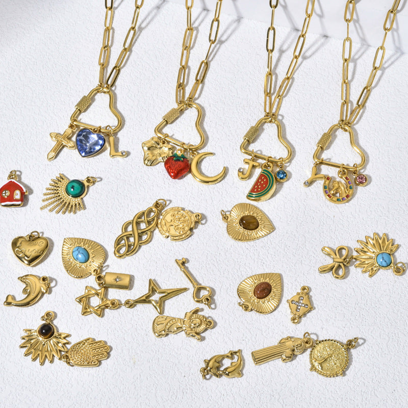 Wholesale Stainless Steel Color-Preserving DIY Heart  Charms