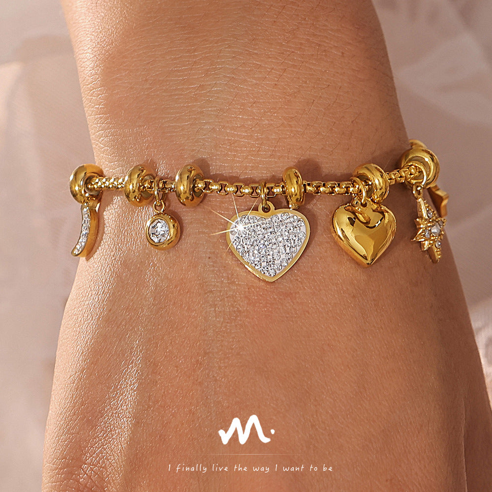 Wholesale Trendy Love Diamond Titanium Steel Couple Bracelet Fashion Accessory for Boutique Resale