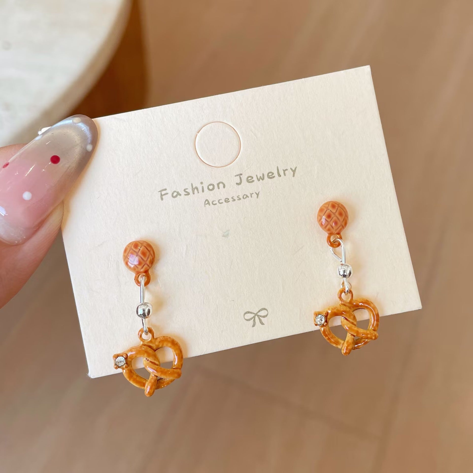 Wholesale Mini Silver Needle Earring Set Cartoon Cute Caramel Bread Small Earrings