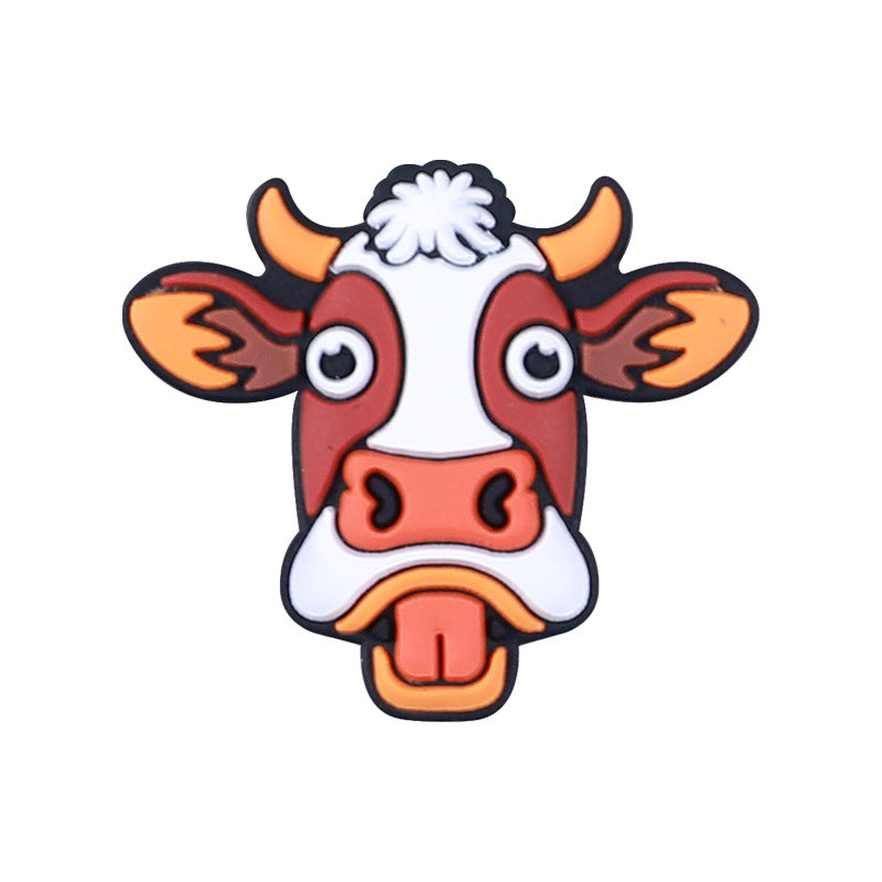 Wholesale 20pcs Cartoon Bull Head Silicone Focal Beads DIY Beaded Pen Accessories ACC-BDS-HeXing023