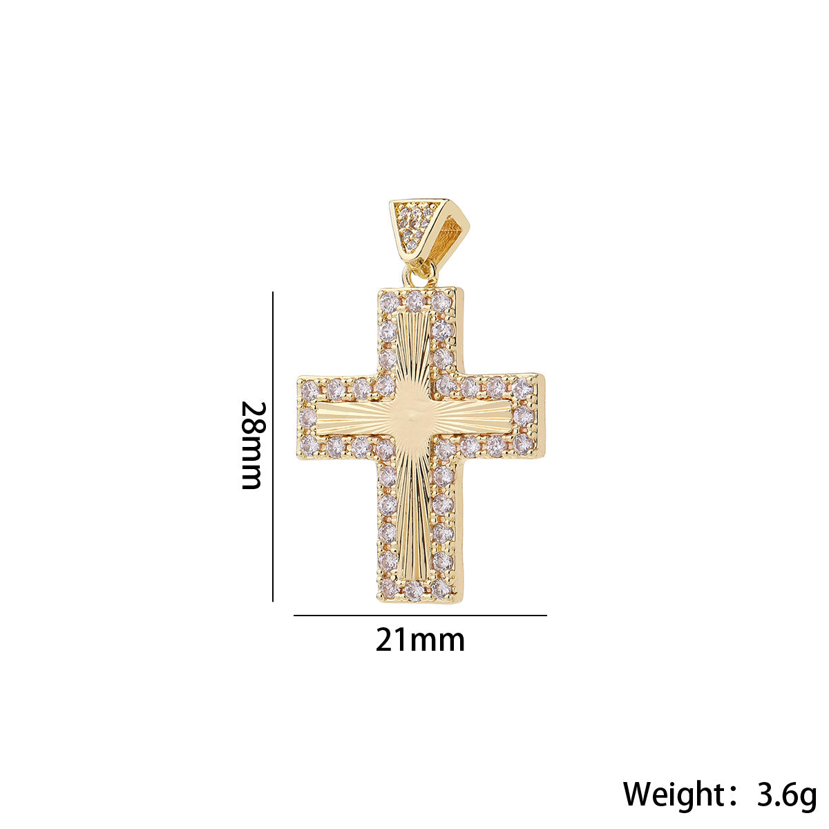 Wholesale Vintage Cross Pendant Gold Plated Brass Zircon DIY Necklace Fashion Accessory