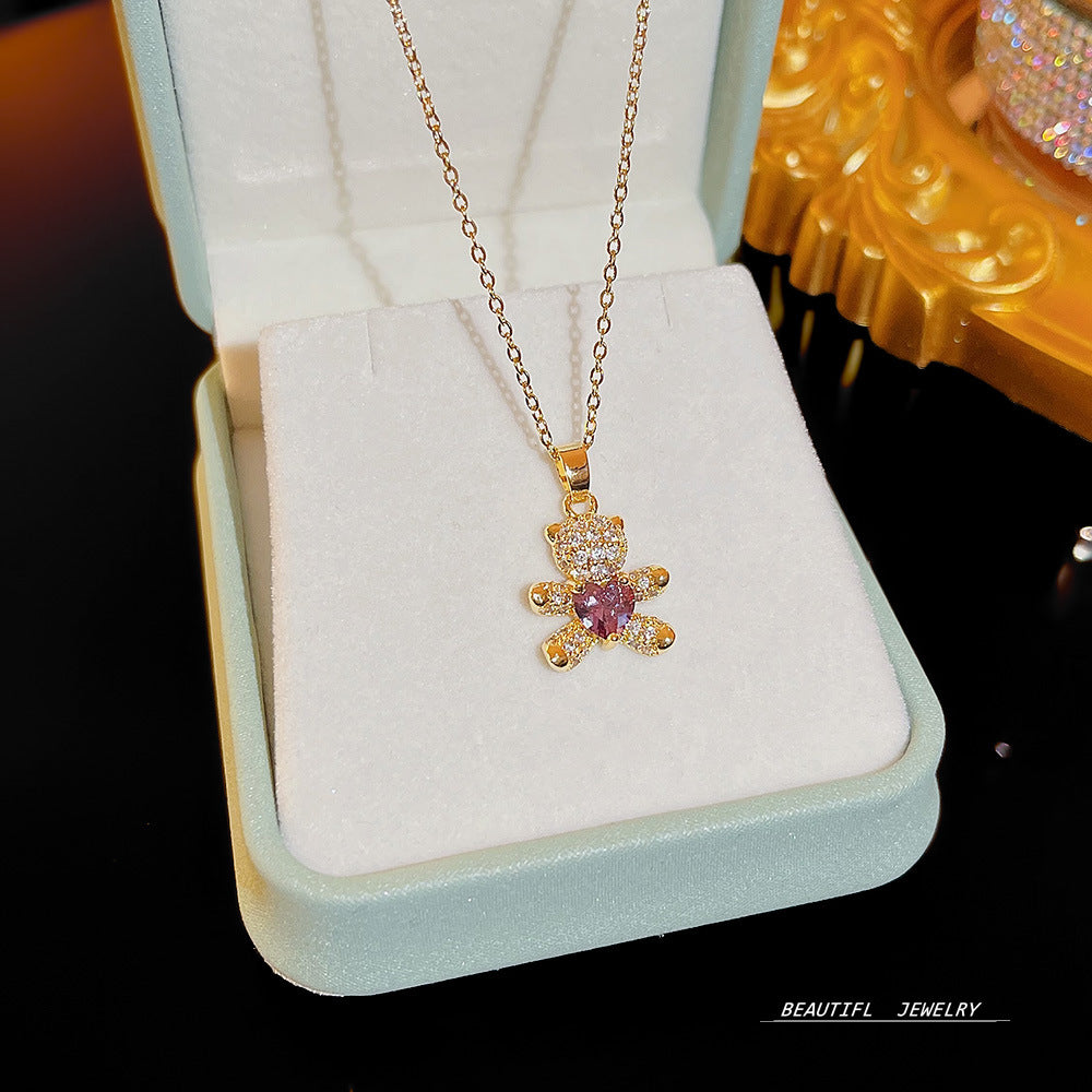 Wholesale Micropaved Zirconia Clavicle Chain Titanium Steel Necklaces Choker Necklace ACC-NE-Xiyue005