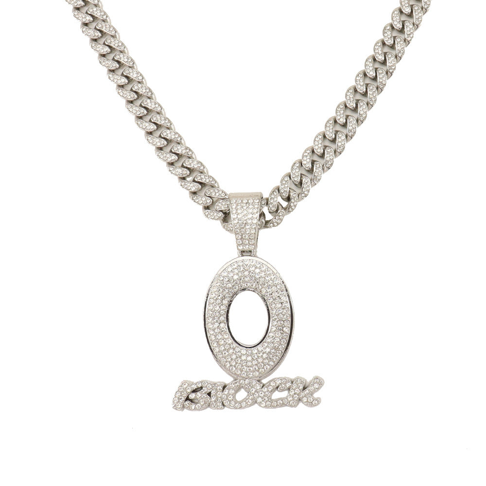 Wholesale hip hop  rhinestone letter  pendant necklace